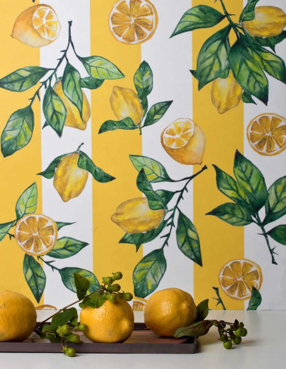 Striped Lemon eco wallpaper
