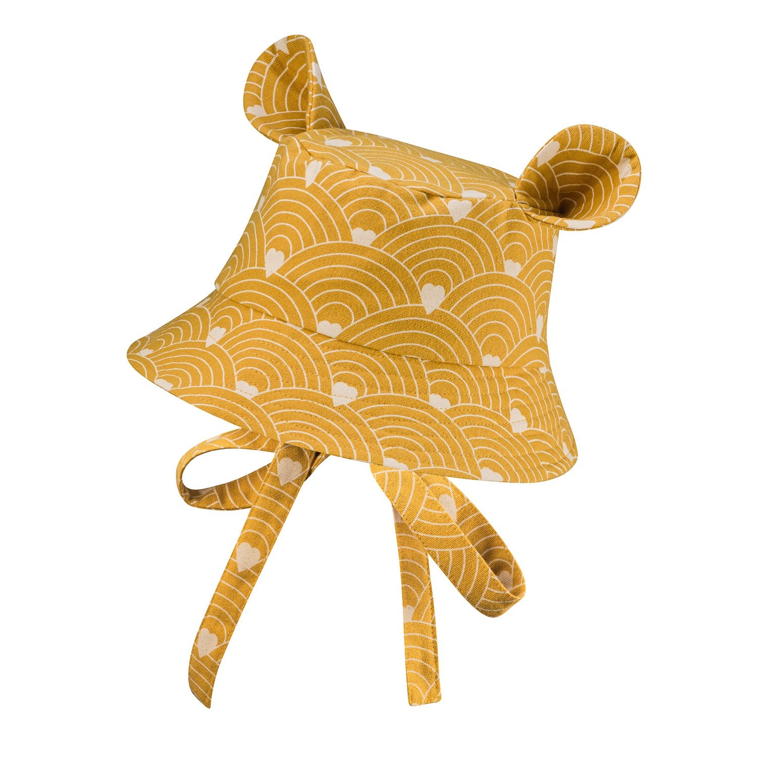 Kids Hat with Ears - Waves on Mustard
