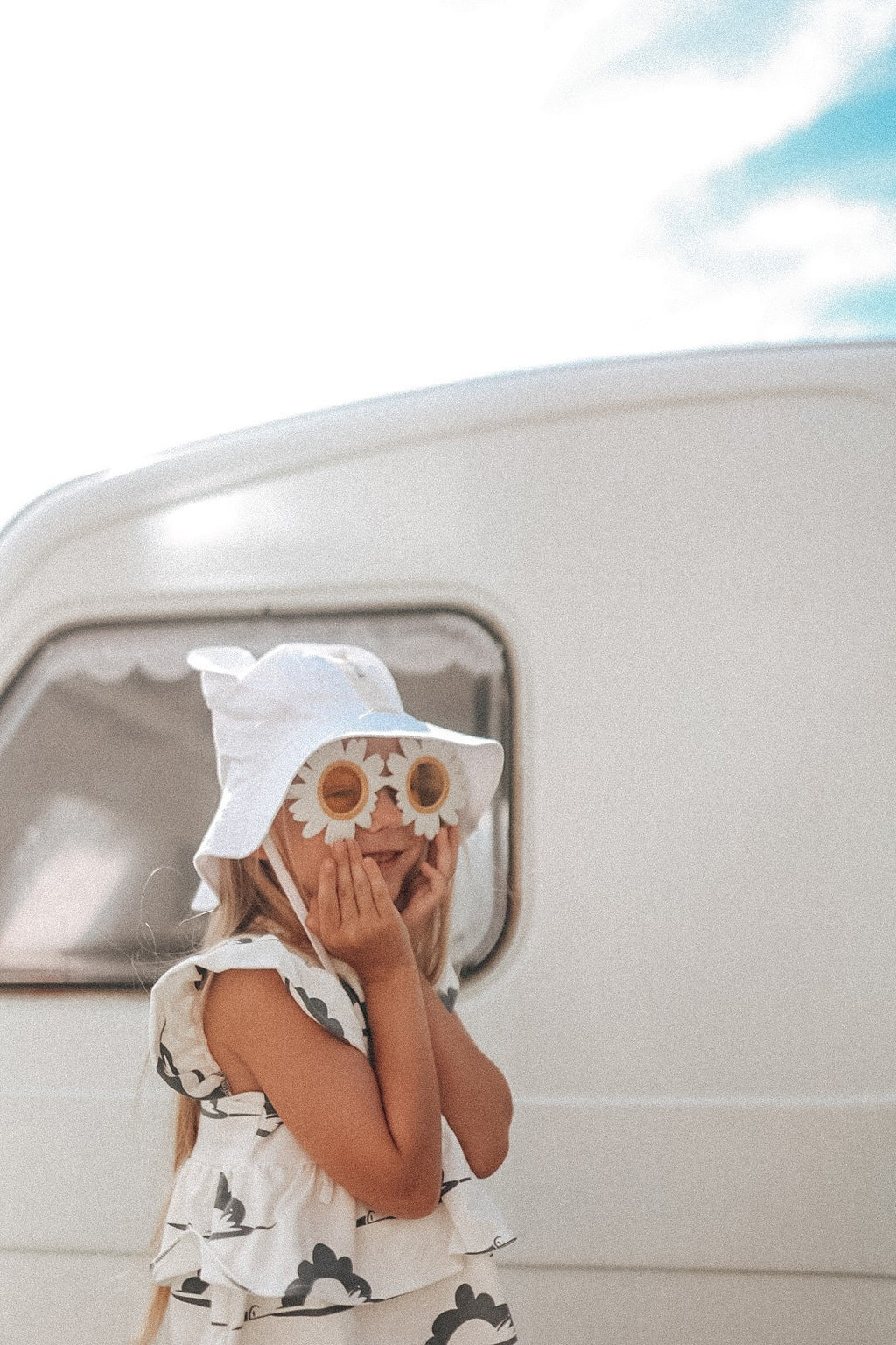 Kids Hat with Ears - White