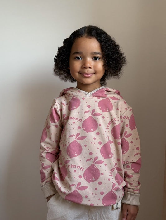 Kids Hoodie with Ears - Beige Lemons